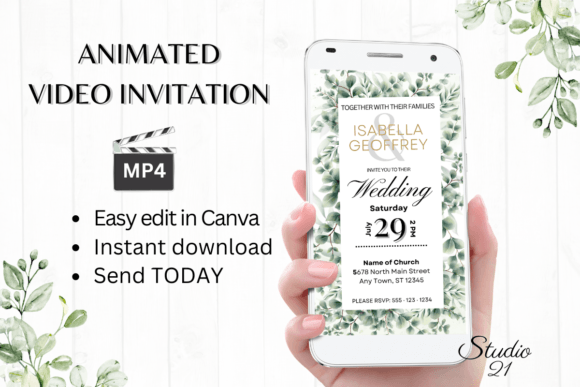 Classic Wedding Invitation W8400: Effortless Digital Elegance