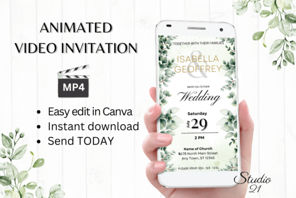 Classic Wedding Invitation W8404: Your Digital Animated Template