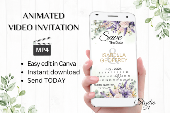 Digital Save the Date W2412B: Animated Wedding Invitations