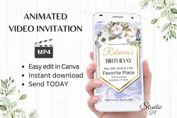 Marble Elegance: Crafting Your Perfect Digital Birthday Invite