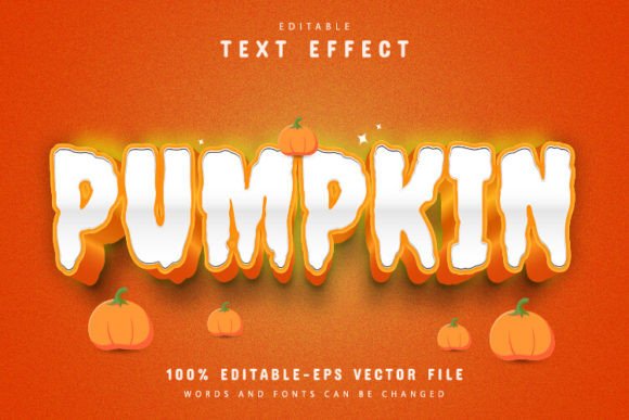 Orange Pumpkin 3D Text Effect: Editable Vector for Seasonal Designs